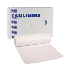 Boardwalk H7658MWKR01 55 Gallon 0.63 mil 38 in. x 58 in. Repro Low-Density Can Liners - White (10 Rolls/Carton,10 Bags/Roll)