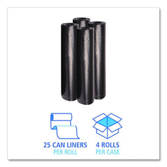 Boardwalk X8647SKKR01 43 in. x 47 in. 56 gal. 1.2 mil Recycled Low-Density Polyethylene Can Liners - Black (100/Carton)