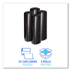 Boardwalk X8046XKKR01 40 in. x 46 in. 45 gal. 1.6 mil Recycled Low-Density Polyethylene Can Liners - Black (100/Carton)