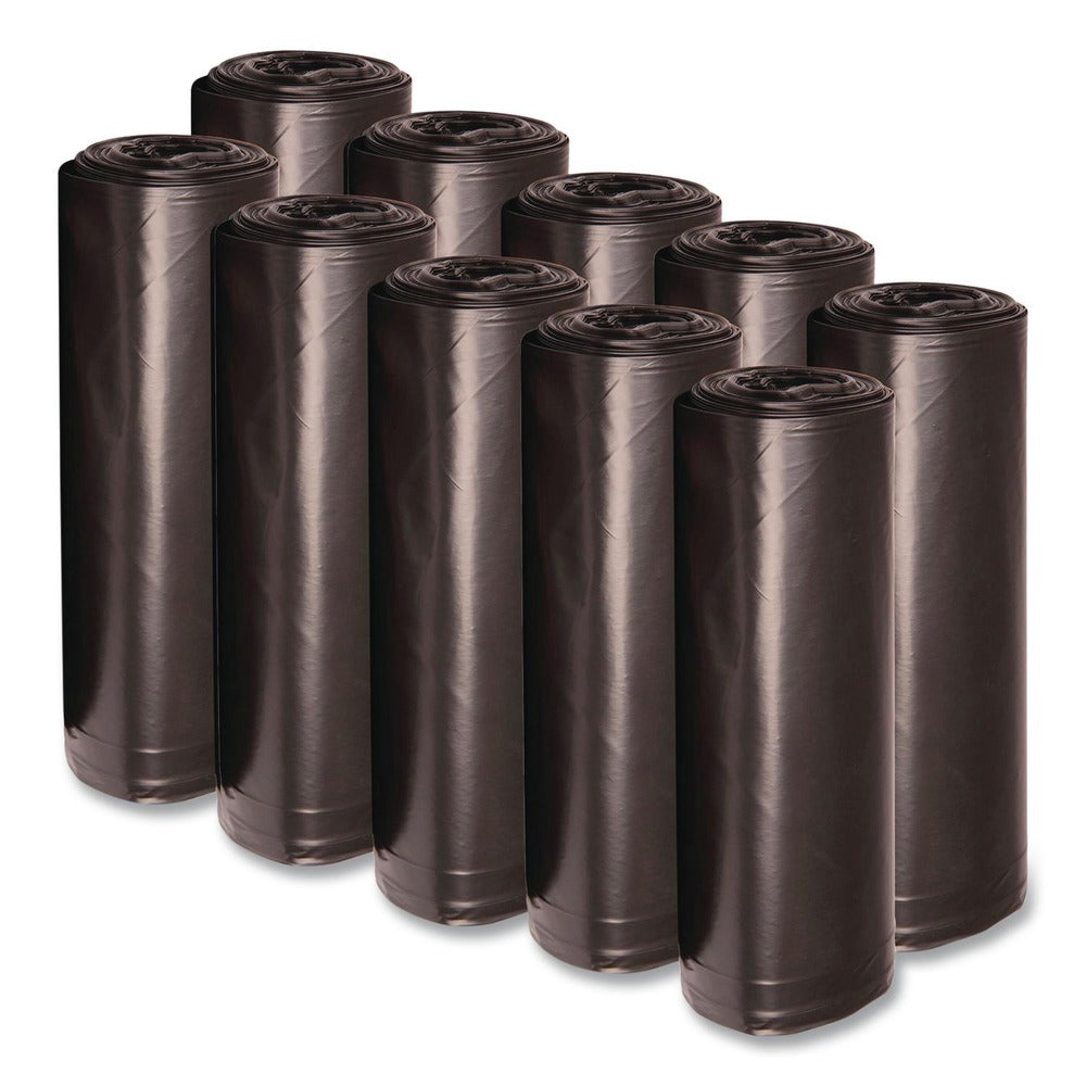 Boardwalk X7658XKKR01 38 in. x 58 in. 60 gal. 1.6 mil Recycled Low-Density Polyethylene Can Liners - Black (100/Carton)