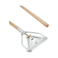 Boardwalk Quick Change 0.88 in. Diameter x 54 in. Metal Head Wooden Mop Handle - Junior, Natural