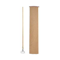 Boardwalk 60 in. Wood Spring Grip Metal Head Mop Handle for Most Mop Heads - Natural