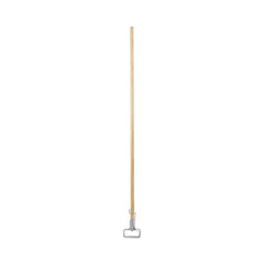 Boardwalk 60 in. Wood Spring Grip Metal Head Mop Handle for Most Mop Heads - Natural