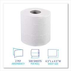 Boardwalk 4.5 in. x 4.5 in. 2-Ply Septic Safe Toilet Tissue - White (96/Carton)