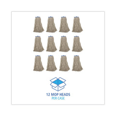 Boardwalk 16 oz. Cut-End Lie-Flat Cotton Wet Mop Head - White (12/Carton)
