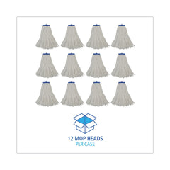 Boardwalk 16 oz. Cut-End Lie-Flat Rayon Wet Mop Head - White (12/Carton)