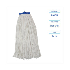 Boardwalk 24 oz. Cut-End Lie-Flat Rayon Wet Mop Head - White