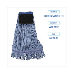 Boardwalk Loop-End Mop Head with Scrub Pad - Medium, Blue (12/Carton)
