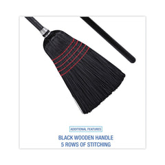 Boardwalk 10 in. x 58.5 in. Wood Handle Flagged Tip Poly Bristle Janitor Brooms - Natural/Black (1 Dozen)