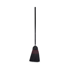 Boardwalk 10 in. x 58.5 in. Wood Handle Flagged Tip Poly Bristle Janitor Brooms - Natural/Black (1 Dozen)