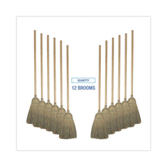 Boardwalk 12/Carton 56 in. Warehouse Broom, Corn Fiber Bristles - Natural