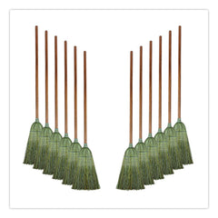 Boardwalk Yucca Corn Fiber Bristle Warehouse Brooms with 56 in. Handle - Natural (12/Carton)