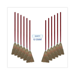 Boardwalk Corn Fiber Lobby/Toy Broom with 39 in. Wood Handle - Red/Yellow (12/Carton)