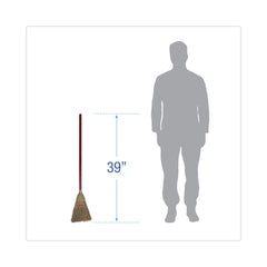 Boardwalk Corn Fiber Lobby/Toy Broom with 39 in. Wood Handle - Red/Yellow (12/Carton)