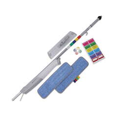 Boardwalk 5 in. x 18 in. Blue Microfiber Head and 59 in. Gray Aluminum/Polypropylene Handle Bucketless Microfiber Mop System (1-Kit)