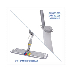 Boardwalk 5 in. x 18 in. Blue Microfiber Head and 59 in. Gray Aluminum/Polypropylene Handle Bucketless Microfiber Mop System (1-Kit)