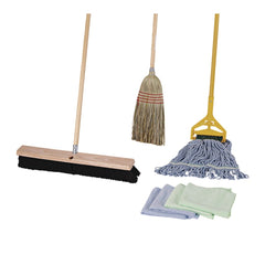 Boardwalk Medium Blue Cotton/Rayon/Synthetic Head and 60 in. Natural/Yellow Wood/Metal Handle Cleaning Kit (1-Kit)