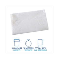 Boardwalk Z6640VNK 33 in. x 40 in. 33 gal. 16 mic High Density Industrial Can Liners Flat Pack - Natural (200/Carton)