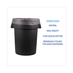 Boardwalk Z6640VNK 33 in. x 40 in. 33 gal. 16 mic High Density Industrial Can Liners Flat Pack - Natural (200/Carton)