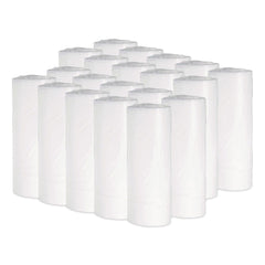 Boardwalk 10 Gallon 0.4 mil 24 in. x 23 in. Perforated Roll Low-Density Waste Can Liners - White (25 Bags/Roll, 20 Rolls/Carton)
