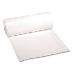 Boardwalk 10 Gallon 0.4 mil 24 in. x 23 in. Perforated Roll Low-Density Waste Can Liners - White (25 Bags/Roll, 20 Rolls/Carton)