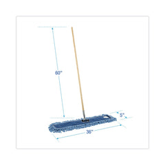 Boardwalk 60 in. Natural Wood/Metal Handle 36 in. x 5 in. Blue Blended Synthetic Head Dry Mopping Kit (1-Kit)