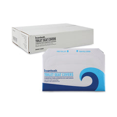 Boardwalk 14.17 in. x 16.73 in. Premium Half-Fold Toilet Seat Covers - White (250/Sleeve, 4 Sleeves/Carton)
