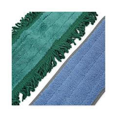 Boardwalk 35 in. to 60 in. Microfiber Cleaning Kit 18 in. Wide Blue Green Microfiber Head - Gray Aluminum Handle (1-Kit)