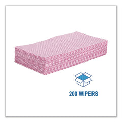 Boardwalk 12 in. x 21 in. Foodservice Wipers - Pink/White (200/Carton)