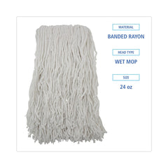 Boardwalk Cut-End Rayon Wet Mop Heads - White (12/Carton)