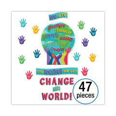 Carson-Dellosa 47-Piece 24.7 in. x 20 in. One World Motivational Bulletin Board Set - Multicolor