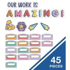 Carson-Dellosa 45-Piece 7.9 in. x 15 in. We Stick Together Our Work Is Amazing Work Display Bulletin Board Set - Multicolor