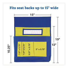 Carson-Dellosa 15 in. x 1.5 in. x 19 in. Fabric Chairback Buddy for Student Chairs - Medium, Blue/Yellow