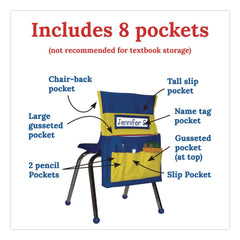 Carson-Dellosa 15 in. x 1.5 in. x 19 in. Fabric Chairback Buddy for Student Chairs - Medium, Blue/Yellow