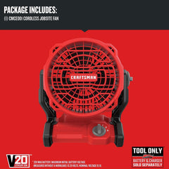 Factory Reconditioned Craftsman V20 Lithium-Ion Cordless Jobsite Fan (Tool Only)