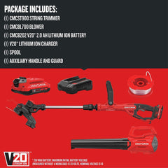 Factory Reconditioned Craftsman V20 WEEDWACKER Brushed Lithium-Ion 13 in. Cordless String Trimmer and Axial Blower Combo Kit (2 Ah)