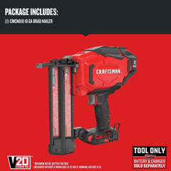 Factory Reconditioned Craftsman V20 Lithium-Ion 18-Gauge Cordless Brad Nailer (Tool Only)