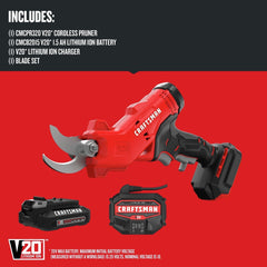 Factory Reconditioned Craftsman CMCPR320C1R V20 Lithium-Ion 1-1/4 in. Cordless Pruner Kit (1.5 Ah)