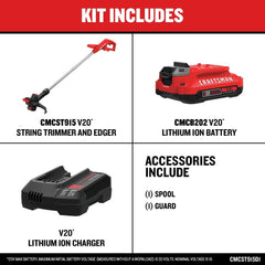 Factory Reconditioned Craftsman V20 Lithium-Ion 10 in. Cordless WEEDWACKER String Trimmer and Edger Kit (2 Ah)