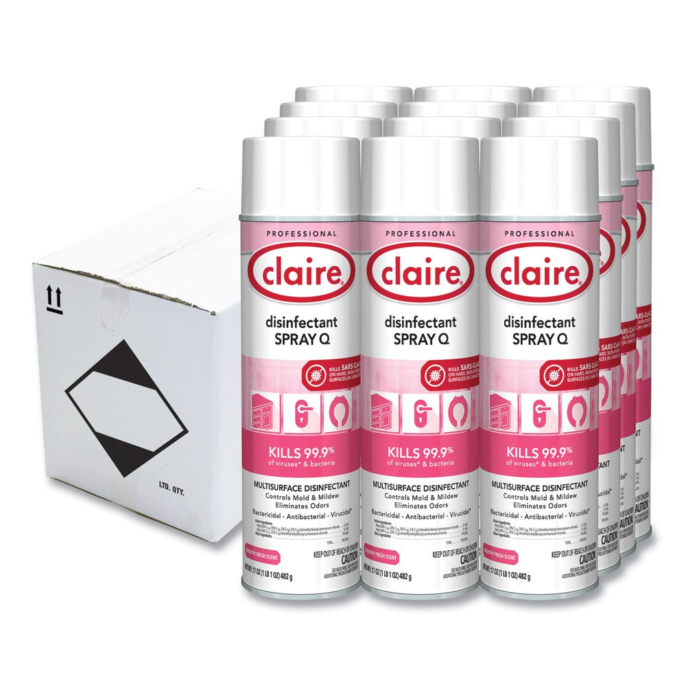Claire 17 oz. Aerosol Spray Q Disinfectant - Country Fresh Scent (12/Carton)