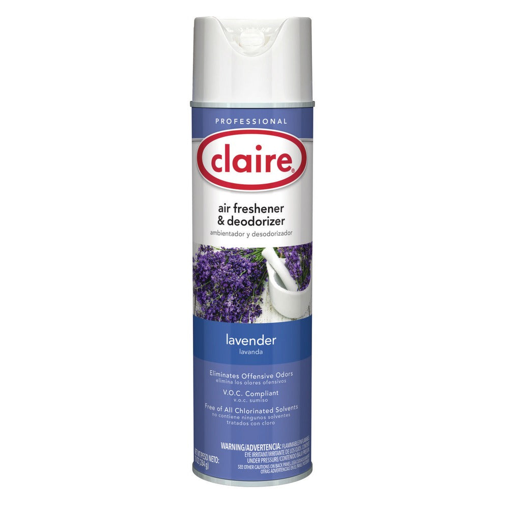 Claire 10 oz. Aerosol Spray Aerosol Air Freshener and Deodorizer - Lavender (1/Carton)