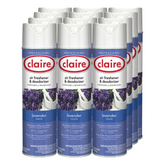 Claire 10 oz. Aerosol Spray Aerosol Air Freshener and Deodorizer - Lavender (1/Carton)
