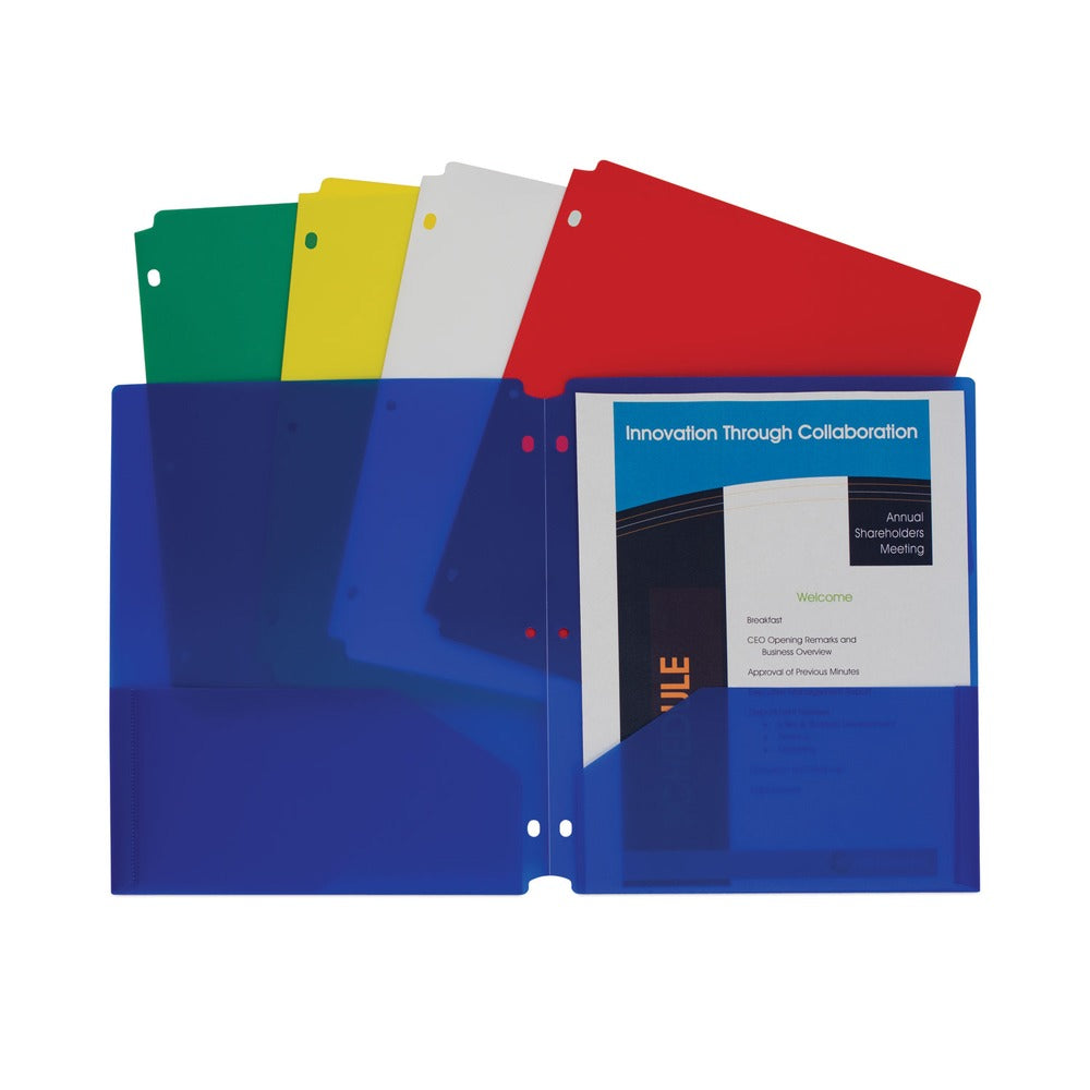 C-Line 3-Hole Punch 11 in. x 8.5 in. 2-Pocket Heavyweight Poly Portfolio Folder - Assorted (10/Pack)
