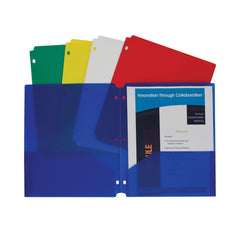 C-Line 3-Hole Punch 11 in. x 8.5 in. 2-Pocket Heavyweight Poly Portfolio Folder - Assorted (10/Pack)
