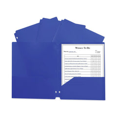 C-Line 3-Hole Punch 11 in. x 8.5 in. 2-Pocket Heavyweight Poly Portfolio Folder - Blue (25/Box)