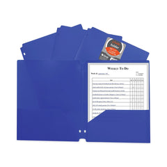 C-Line 3-Hole Punch 11 in. x 8.5 in. 2-Pocket Heavyweight Poly Portfolio Folder - Blue (25/Box)