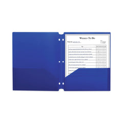 C-Line 3-Hole Punch 11 in. x 8.5 in. 2-Pocket Heavyweight Poly Portfolio Folder - Blue (25/Box)