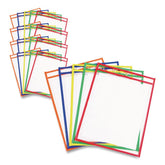 C-Line Super Heavy-Duty Top Load 9 in. x 12 in. Insert Reusable Dry Erase Pockets - Clear Front, Assorted Border Colors (25/Box)