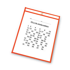 C-Line Super Heavy-Duty Top Load 9 in. x 12 in. Insert Reusable Dry Erase Pockets - Clear Front, Assorted Neon Border (10/Pack)