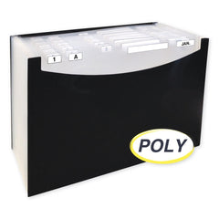 C-Line 12 in. Expansion 1/5-Cut Tabs 21-Pocket Letter Size Stand-Up Design Expanding File - Black